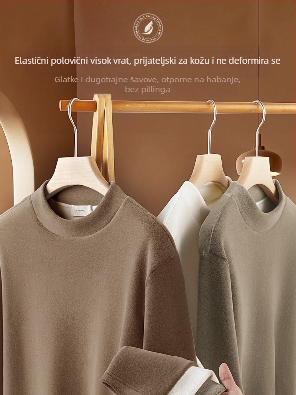 Muška debeli fleece majica s okruglim izrezom, dugi rukav, 270 g, poliester/spandeks smjesa 95,2%/4,8%