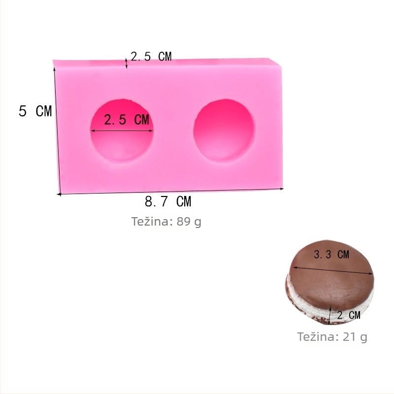 Set silikonskih kalupa za makrone – okrugli kalupi za pečenje, fondant, čokoladu i kolače