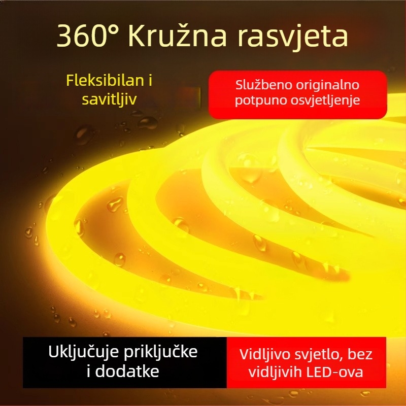 LED kružni 360° fleksibilni svjetleći trak za vanjsku reklamu — monokromatski, model 2835, 120 LED, 220V, 12W
