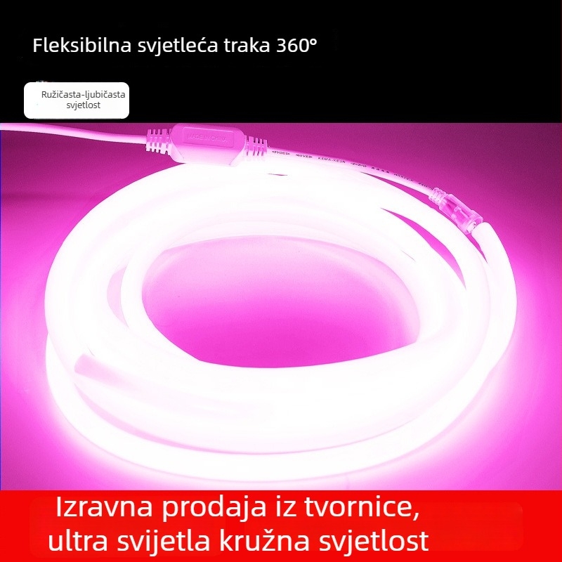 LED kružni 360° fleksibilni svjetleći trak za vanjsku reklamu — monokromatski, model 2835, 120 LED, 220V, 12W