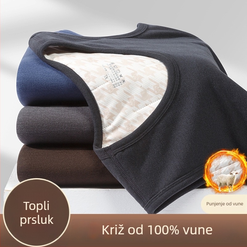 Grijani termalni prsluk s veluru podstavom, trostruko slojevita izuzetno debela tkanina, 80–90% poliester