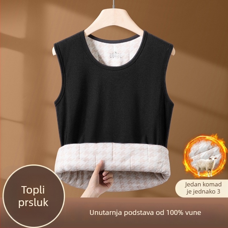Grijani termalni prsluk s veluru podstavom, trostruko slojevita izuzetno debela tkanina, 80–90% poliester