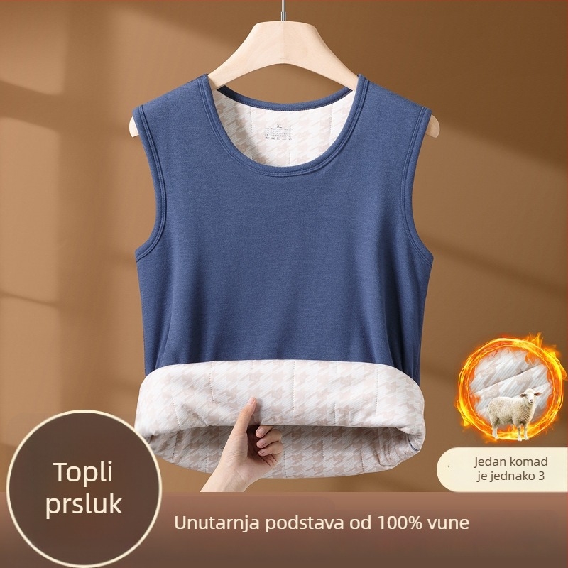 Grijani termalni prsluk s veluru podstavom, trostruko slojevita izuzetno debela tkanina, 80–90% poliester