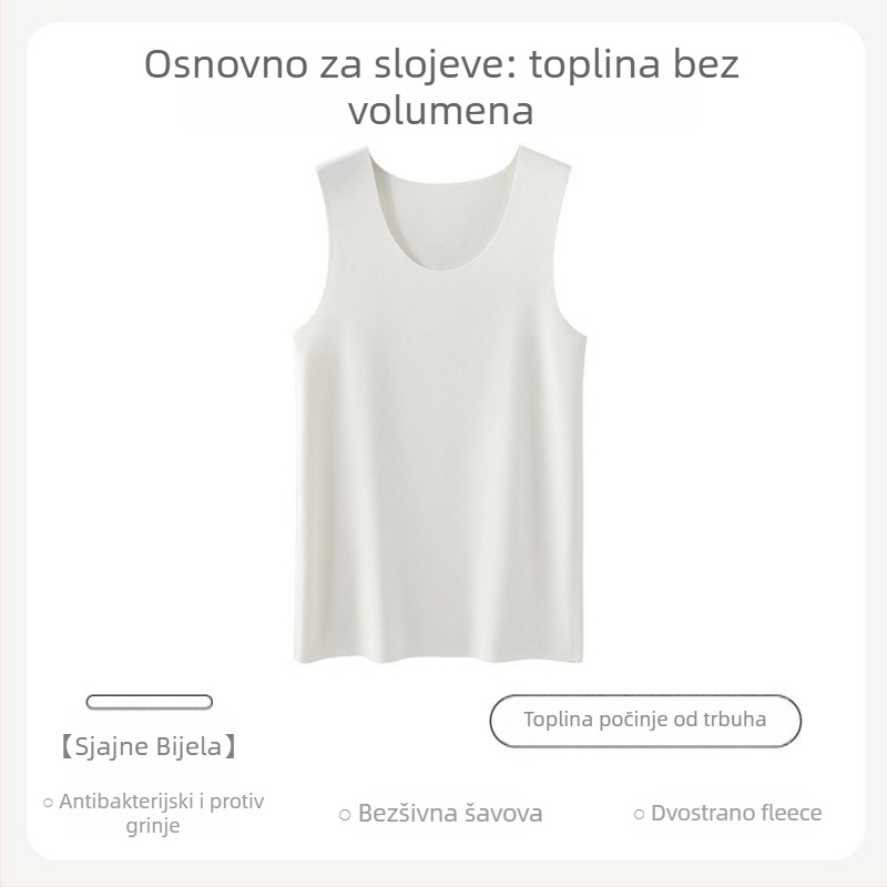 Muški termalni prsluk s Y-oblikom, bez šavova, 100% pamuk, unutarnji sloj za samogrijavanje, proljeće 2024