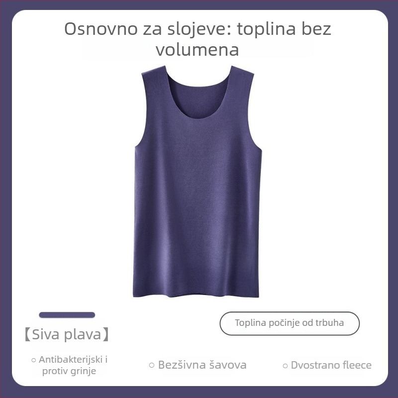 Muški termalni prsluk s Y-oblikom, bez šavova, 100% pamuk, unutarnji sloj za samogrijavanje, proljeće 2024