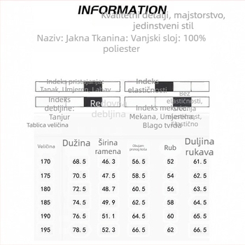 Muška jakna s stojećim ovratnikom za proljeće–jesen 2025, vodootporna, prednji zip, standardni kroj, poliester, bočni džepovi