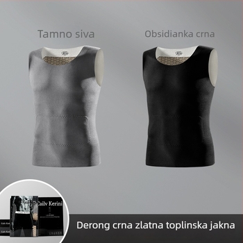 Muški termalni prsluk bez rukava, bez šavova, uskog kroja, s flis podstavom, Derong tkanina, zimski osnovni sloj