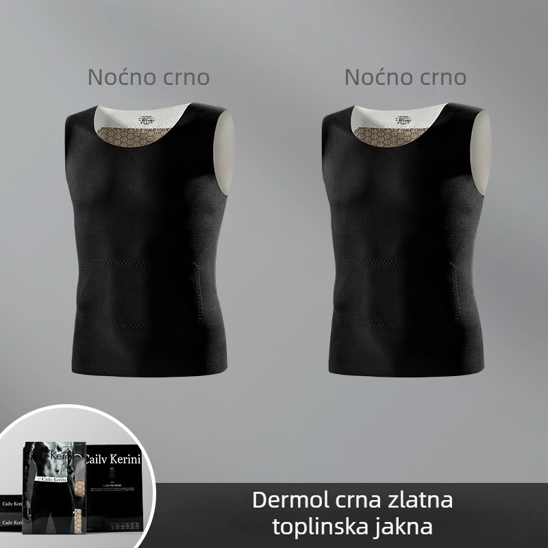 Muški termalni prsluk bez rukava, bez šavova, uskog kroja, s flis podstavom, Derong tkanina, zimski osnovni sloj