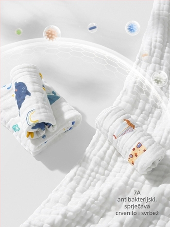 Belleptide pamučni rupčić za salivu za bebe, karikaturni uzorak, pogodna za dojenčad i djecu 0–3 godine