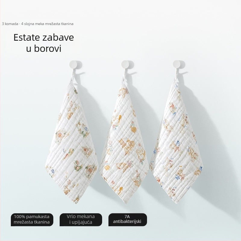 Belleptide pamučni rupčić za salivu za bebe, karikaturni uzorak, pogodna za dojenčad i djecu 0–3 godine