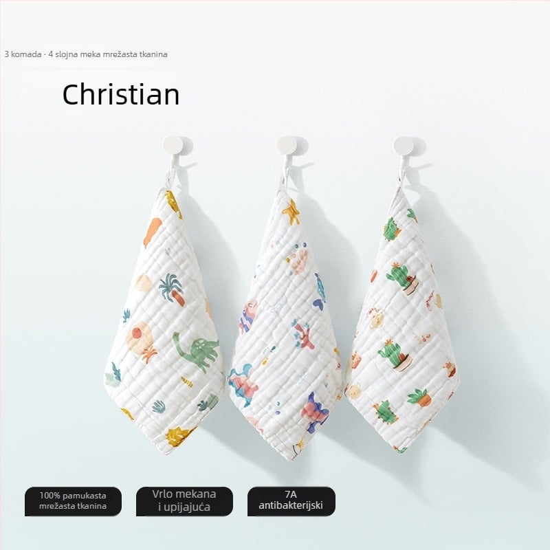 Belleptide pamučni rupčić za salivu za bebe, karikaturni uzorak, pogodna za dojenčad i djecu 0–3 godine