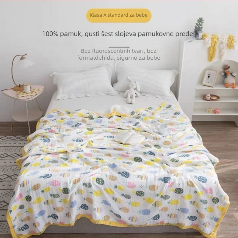 Dječji ručnik za tuširanje od 6 slojeva gaze, tiskani dizajn (40s pređa, >500 g, Victoria Little Bee)