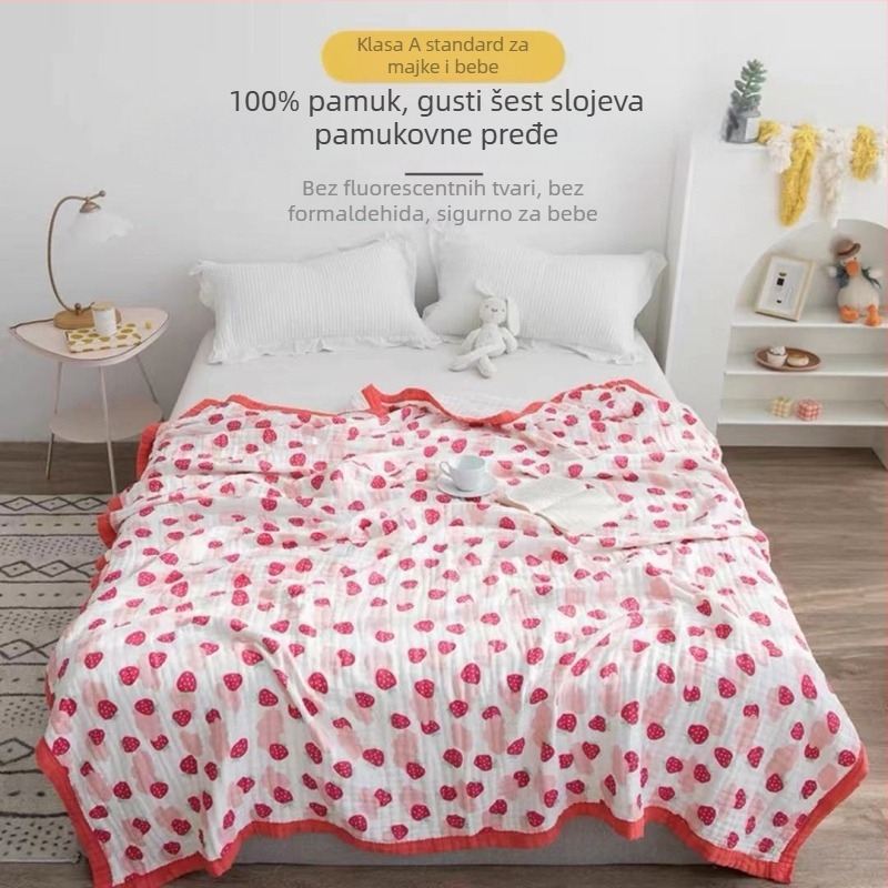 Dječji ručnik za tuširanje od 6 slojeva gaze, tiskani dizajn (40s pređa, >500 g, Victoria Little Bee)