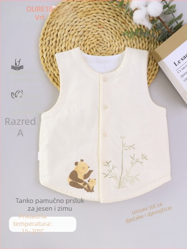 Dječji prsluk – 100% pamuk, poliester punjenje, poliester podstava, karikaturni uzorak, jednoredno zatvaranje