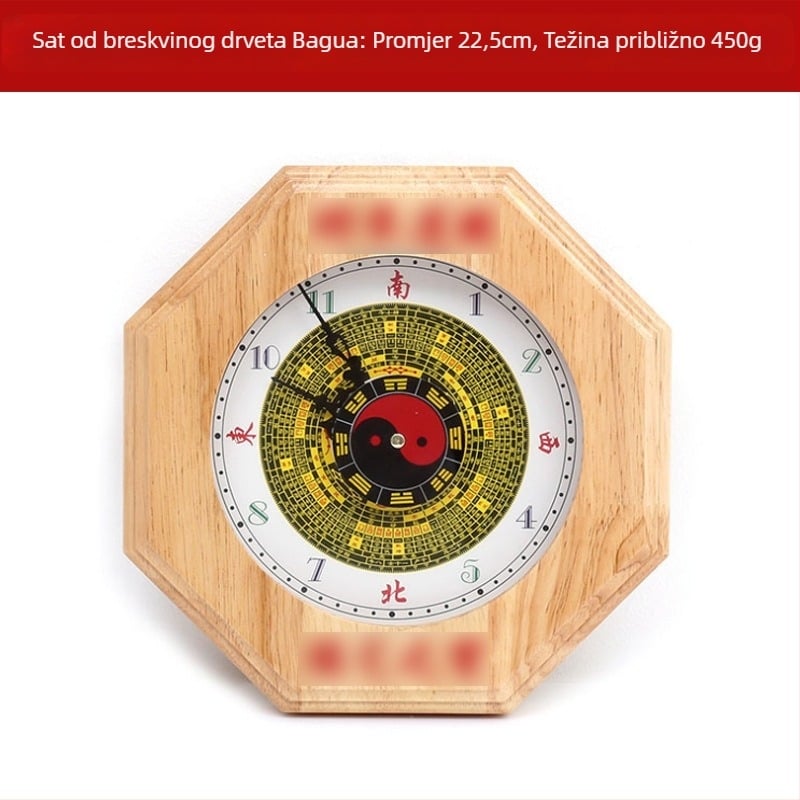 Drveni zidni sat s motivom četiri godišnja doba, tradicionalni narodni dizajn, 600 g, Xuanyi