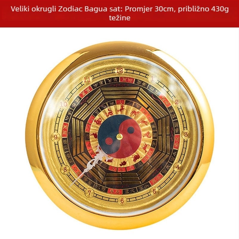 Drveni zidni sat s motivom četiri godišnja doba, tradicionalni narodni dizajn, 600 g, Xuanyi