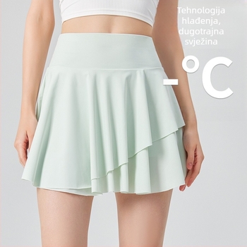 Kratka sportska suknja - visok struk; brzo sušenje; warp-knitted tkanina s ledenim dojмом; najlon 75% / spandeks 25%