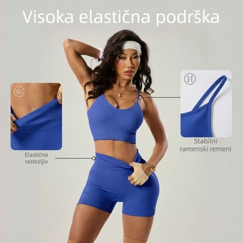 Joga top s prirodnim osjećajem, bočna podrška dojki, sportski grudnjak s križnim leđima i apsorpcijom udara; Materijal: nylon; Tkanina: brokat spandeks; Krojenje: tijesno; Duljina: kratka; Uključeni umetci za dojke