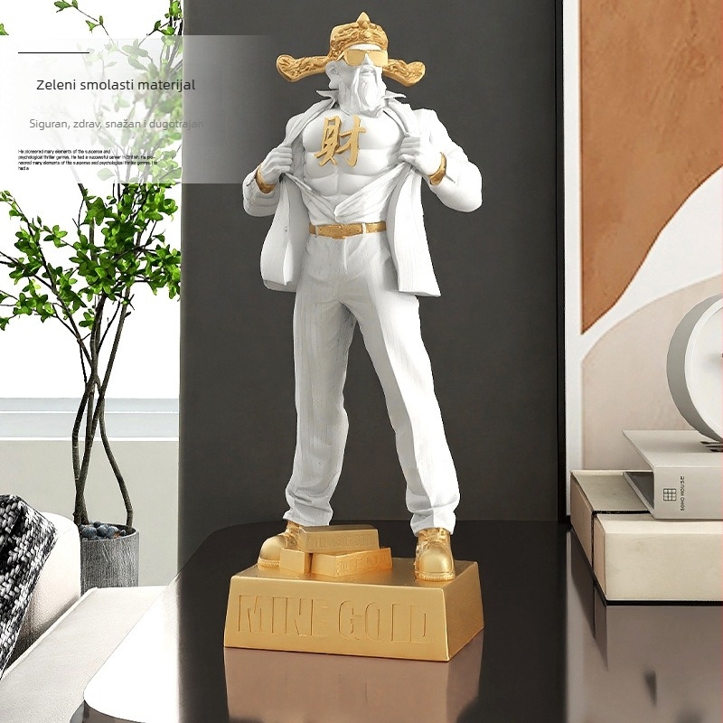 Mišićava statua Boga bogatstva | Smola, bojanje završne obrade, moderan minimalistički dizajn | idealan poklon za useljenje