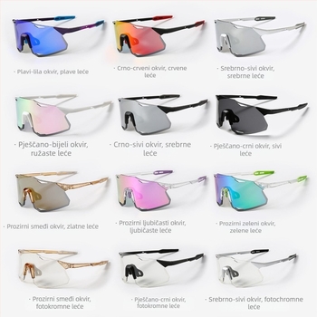 Ciklističke naočale UV400, otporne na vjetar, leće koje mijenjaju boju, kompatibilne s dioptrijskim naočalama, podesive nosne jastučiće (Model S5)