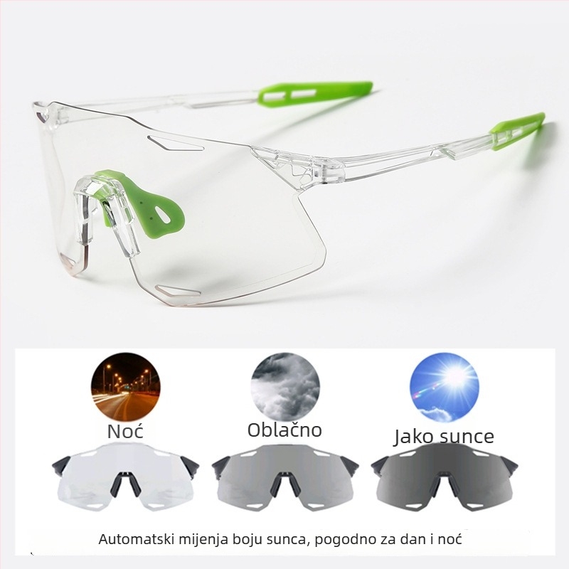 Ciklističke naočale UV400, otporne na vjetar, leće koje mijenjaju boju, kompatibilne s dioptrijskim naočalama, podesive nosne jastučiće (Model S5)