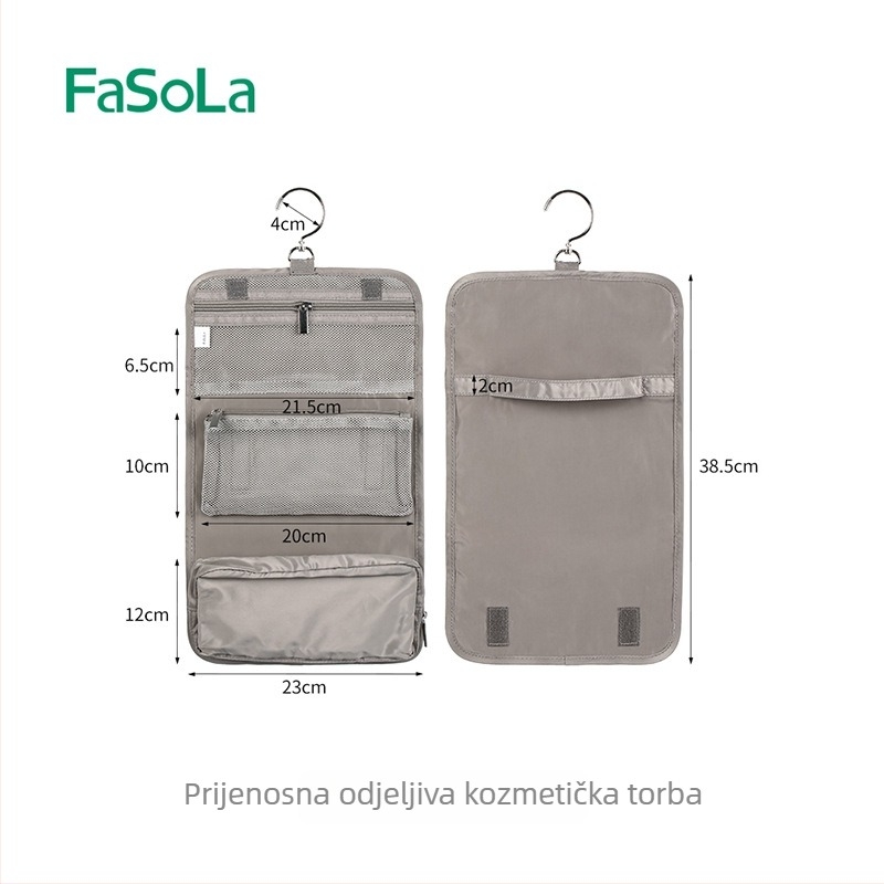FaSoLa putna torba za pohranu kozmetike i toaletnih potrepština – poliester, stil ručne torbe, viseća, podijeljena, velik kapacitet