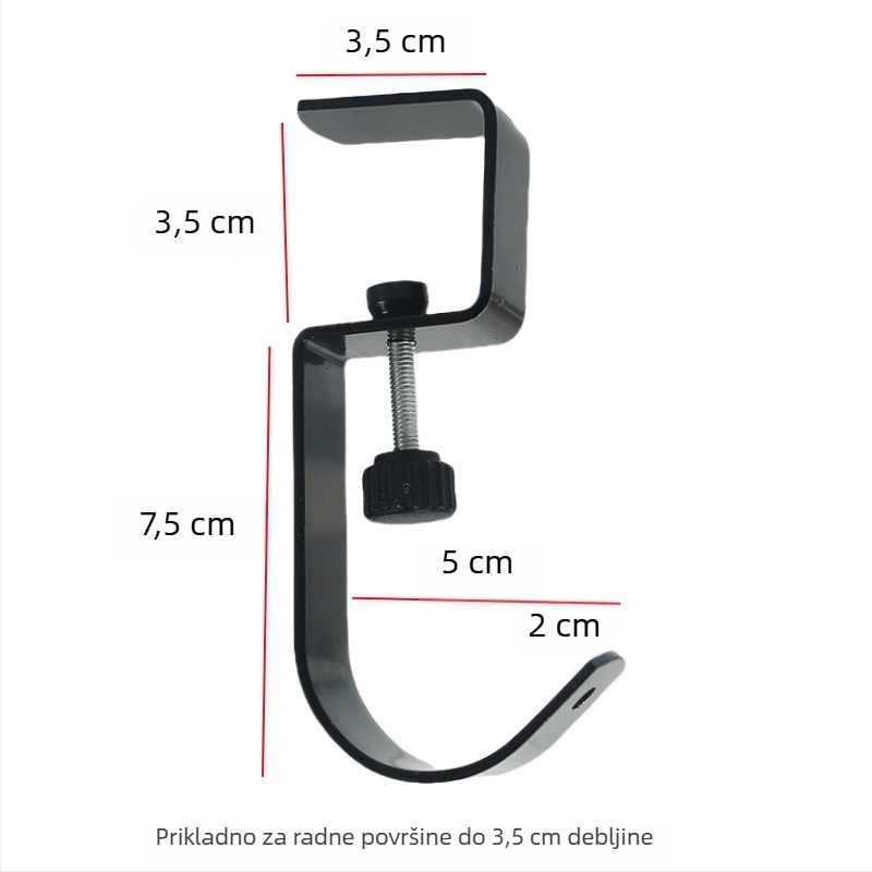 Metalna kuka za rub stola, jednokuk, lagani luksuzni stil, nosivost iznad 30 kg