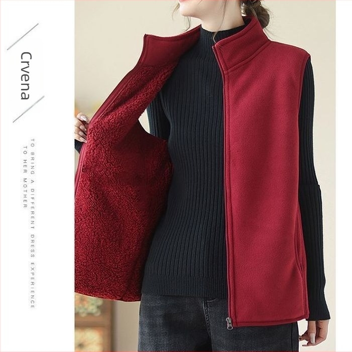 Vesta od chenille s polo ovratnikom, regularni kroj, Spandex ispod 30%, proljeće 2025