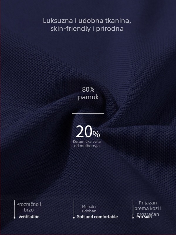 Polo majica s prilagođenim izvezenim logom, korejski stil verzija, labav kroj, kratki rukavi, pamuk tkanina