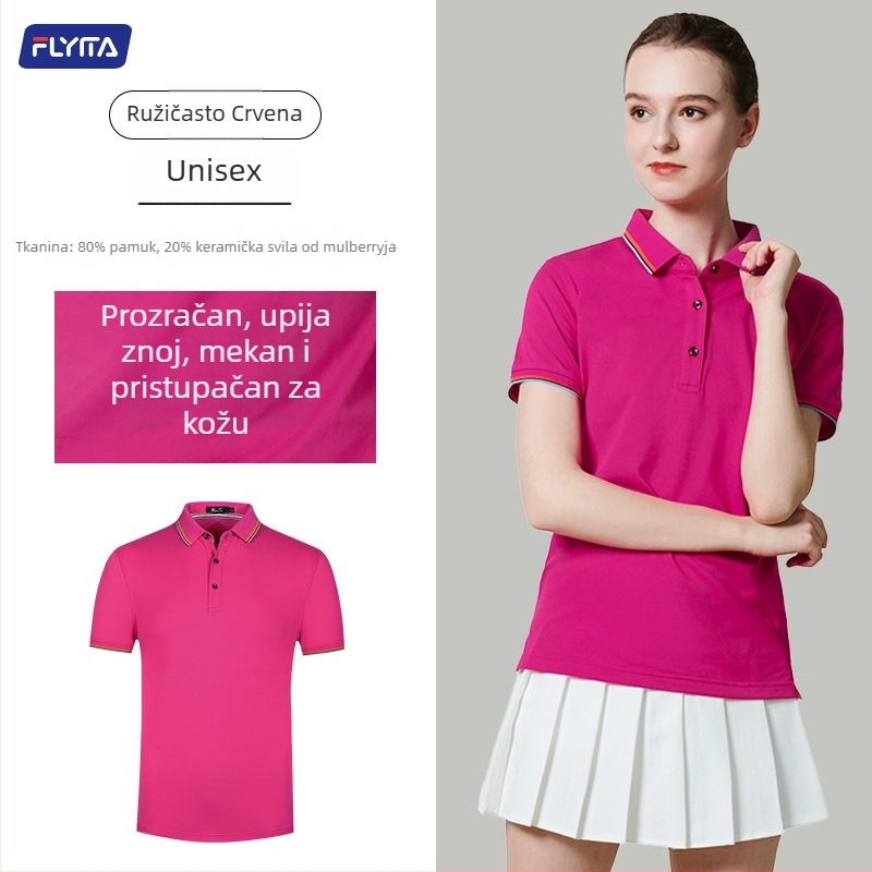 Polo majica s prilagođenim izvezenim logom, korejski stil verzija, labav kroj, kratki rukavi, pamuk tkanina