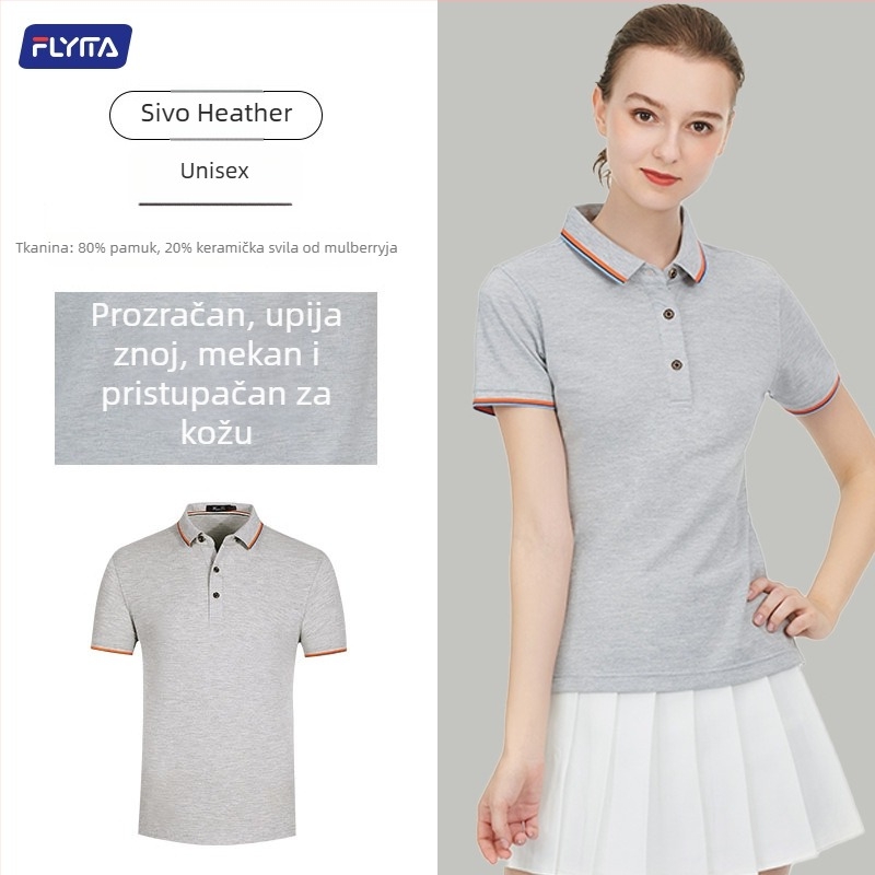 Polo majica s prilagođenim izvezenim logom, korejski stil verzija, labav kroj, kratki rukavi, pamuk tkanina