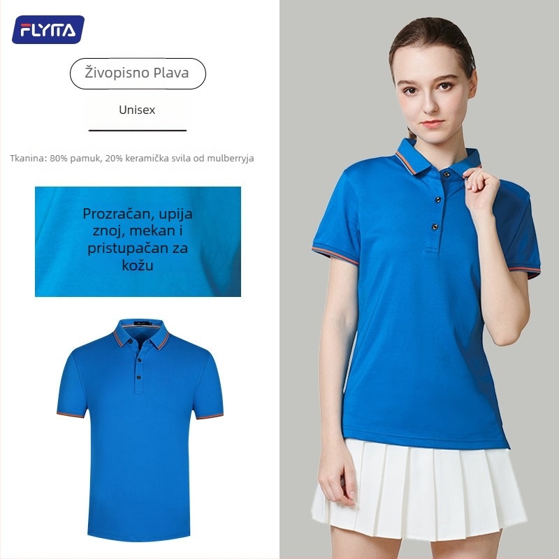 Polo majica s prilagođenim izvezenim logom, korejski stil verzija, labav kroj, kratki rukavi, pamuk tkanina