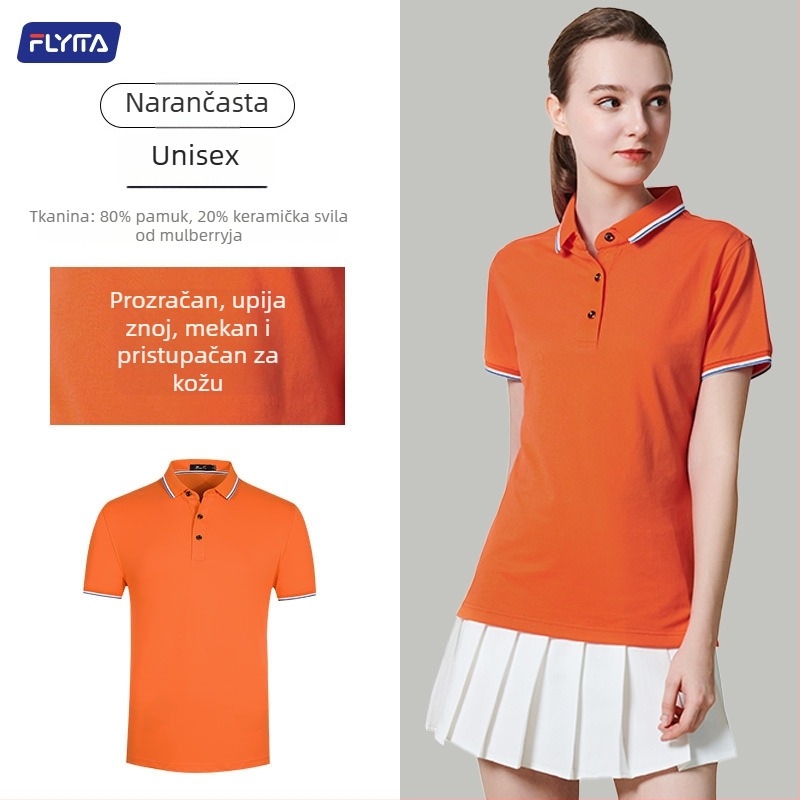 Polo majica s prilagođenim izvezenim logom, korejski stil verzija, labav kroj, kratki rukavi, pamuk tkanina