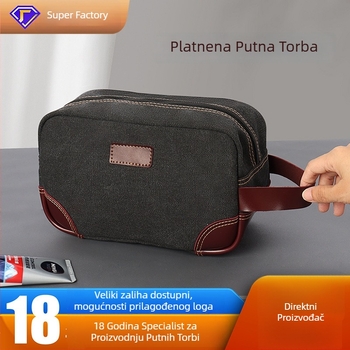 Muški neseser za kozmetiku – Veliki kapacitet, kubni oblik od platna, odjeljak za suho/mokro, putni kozmetički organizator