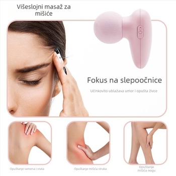 Mini masažni uređaj s ugrađenom baterijom, četkasti motor, višestruke brzine, do pete brzine ili više, 1 glava, trajanje baterije 1-3 h, buka 46-70 dB