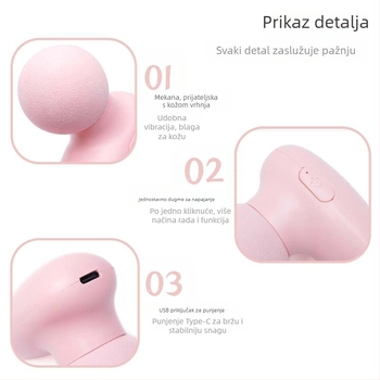 Mini masažni uređaj s ugrađenom baterijom, četkasti motor, višestruke brzine, do pete brzine ili više, 1 glava, trajanje baterije 1-3 h, buka 46-70 dB