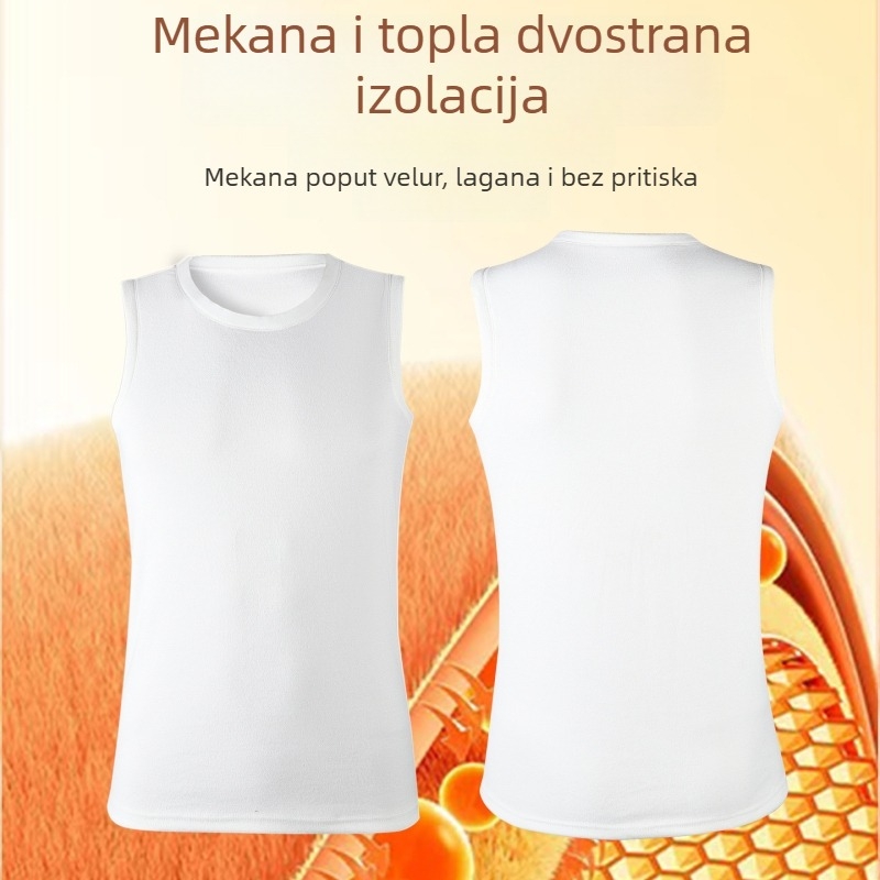 Muška termalna vesta s dvostrukim fleeceom, debljina 201–250 g/m², okrugli ovratnik, pulover, jednodjelna, poliestar 90–95%