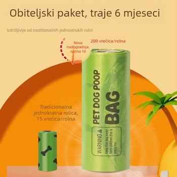 Debele biološki razgradive vrećice za izmet kućnih ljubimaca s ravnim otvorom, debljina 1,5 mil, 200 kom. po roli