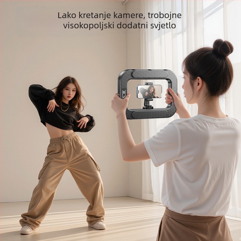 Ručna mini kružna svjetiljka za pametne telefone, prenosna fotografijska svjetiljka s višerazinskim podešavanjem, 10–50W, 220V