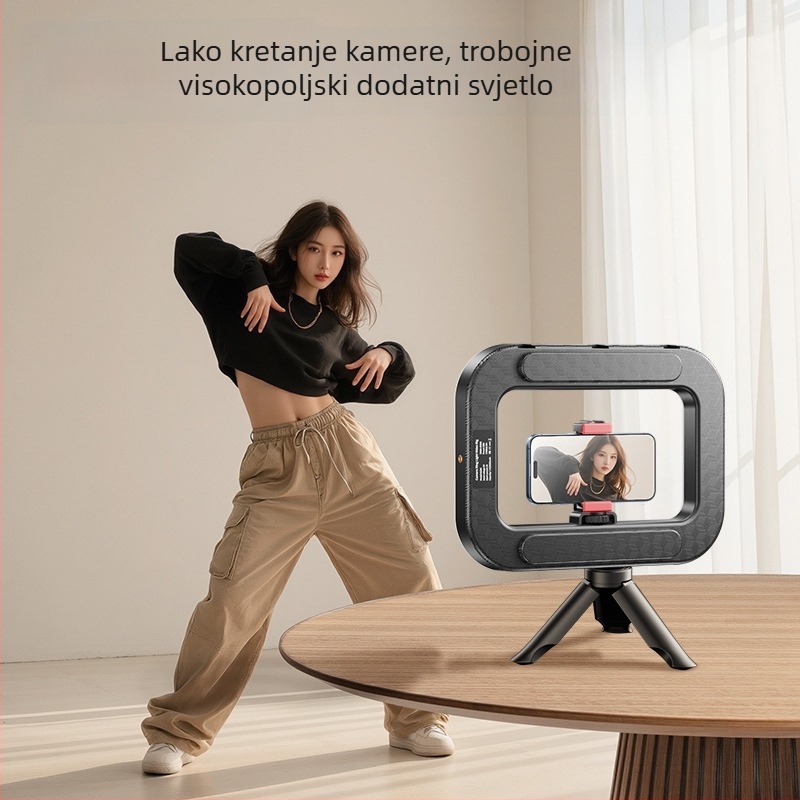 Ručna mini kružna svjetiljka za pametne telefone, prenosna fotografijska svjetiljka s višerazinskim podešavanjem, 10–50W, 220V