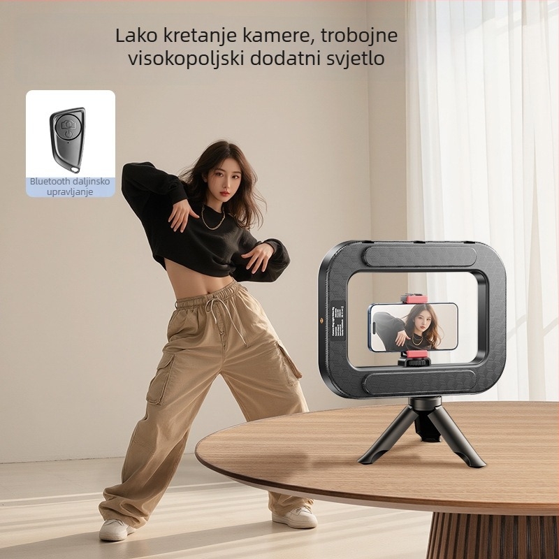 Ručna mini kružna svjetiljka za pametne telefone, prenosna fotografijska svjetiljka s višerazinskim podešavanjem, 10–50W, 220V