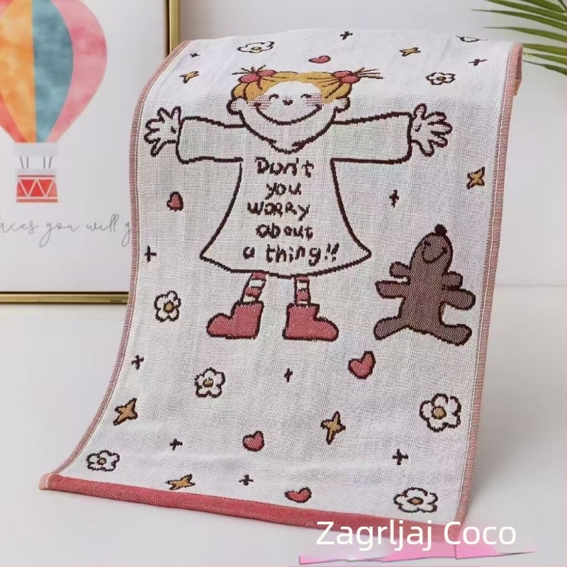 Četveroslojni pamučni dječji ručnik, serija crtani filmovi, 50 g, viševlakna pređa, Jacquard tkanina, moguć ispis logotipa