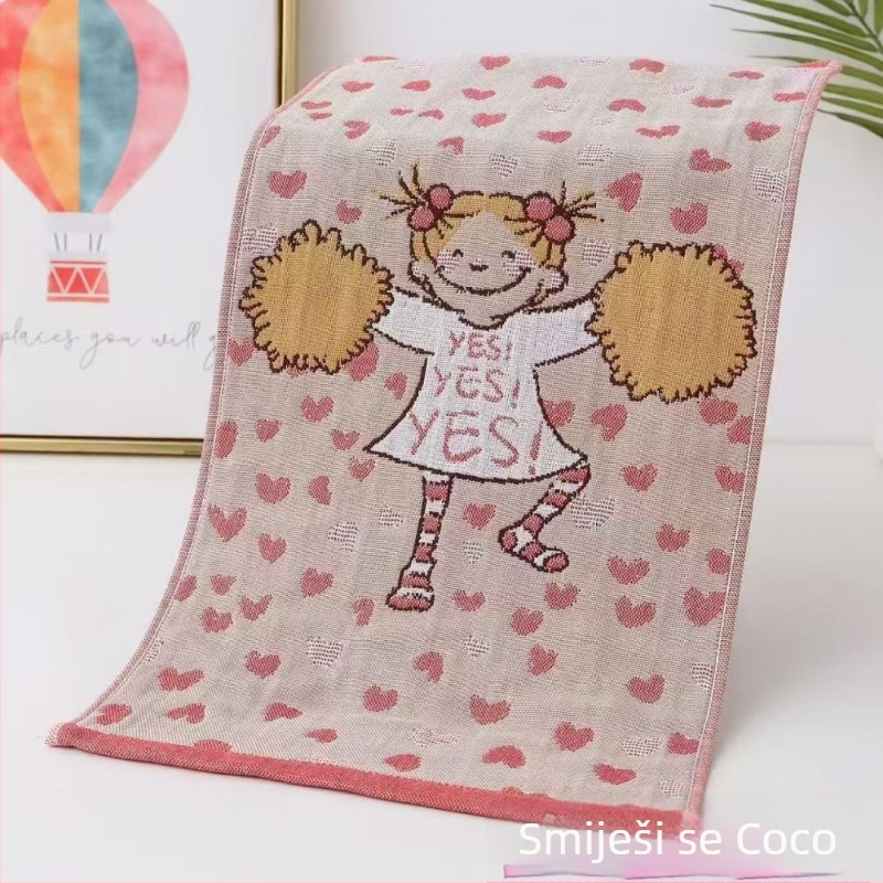 Četveroslojni pamučni dječji ručnik, serija crtani filmovi, 50 g, viševlakna pređa, Jacquard tkanina, moguć ispis logotipa