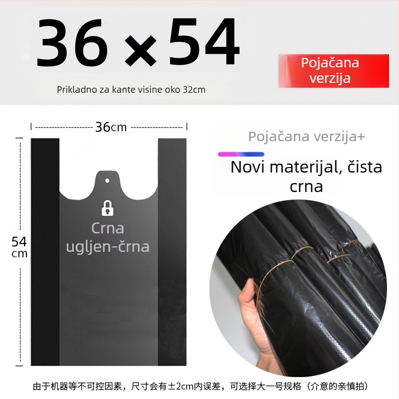 Debeli vrećice za smeće s ručkama, stil veste, jednokratne, za kućnu i kuhinjsku upotrebu