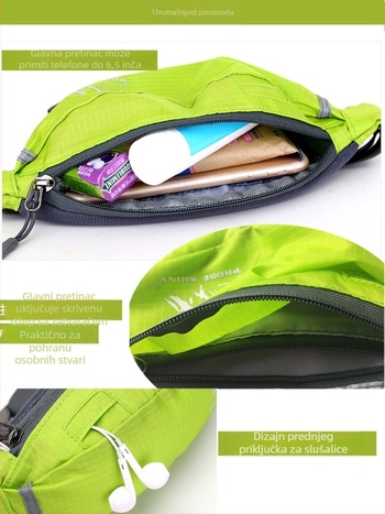 Sportska torbica za pojas za telefon, Nylon, Reflektivna noćna sigurnost, Unisex, Vanjski sportovi
