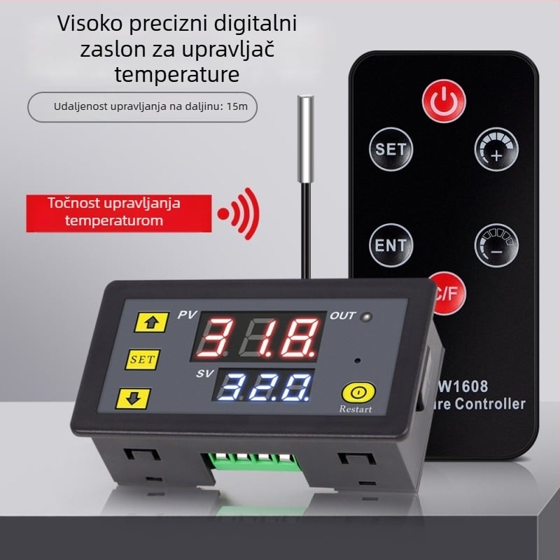 Trickle ZFX-W1608 termostats s daljinskim upravljanjem, digitalni zaslon, dvostruka kontrola temperature i vlage, 220V, ugradnja u 1-modul