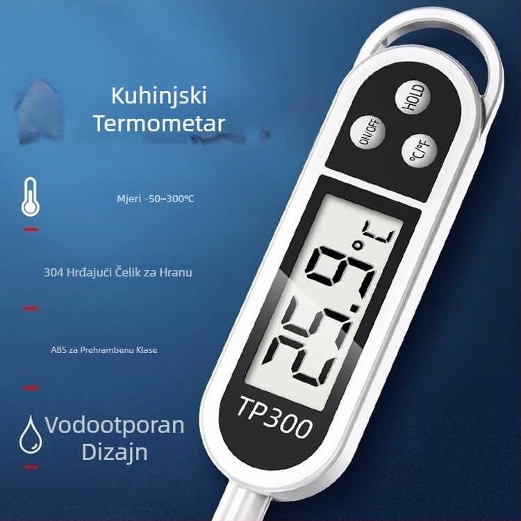 Kuhinjski digitalni termometar sa sondom, visoka preciznost, brzo očitavanje, mjeri temperaturu vode, ulja i mlijeka, otporan na visoke temperature