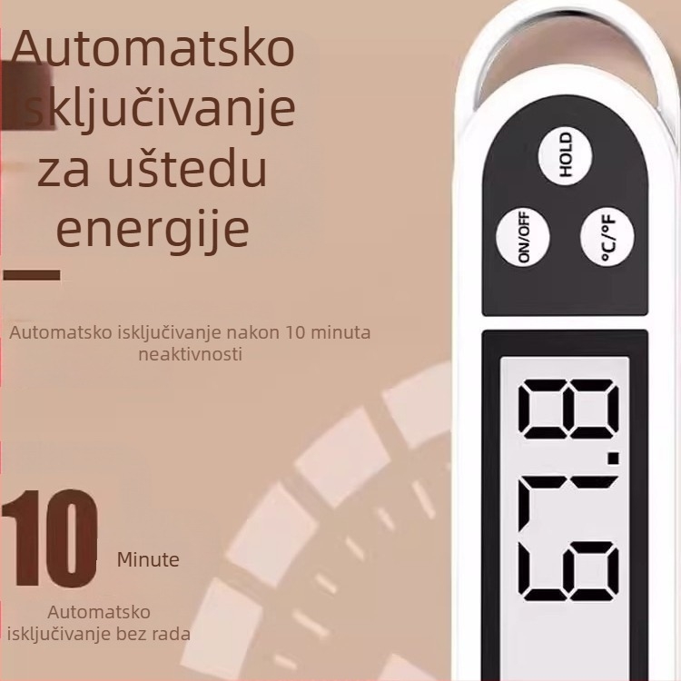 Kuhinjski digitalni termometar sa sondom, visoka preciznost, brzo očitavanje, mjeri temperaturu vode, ulja i mlijeka, otporan na visoke temperature