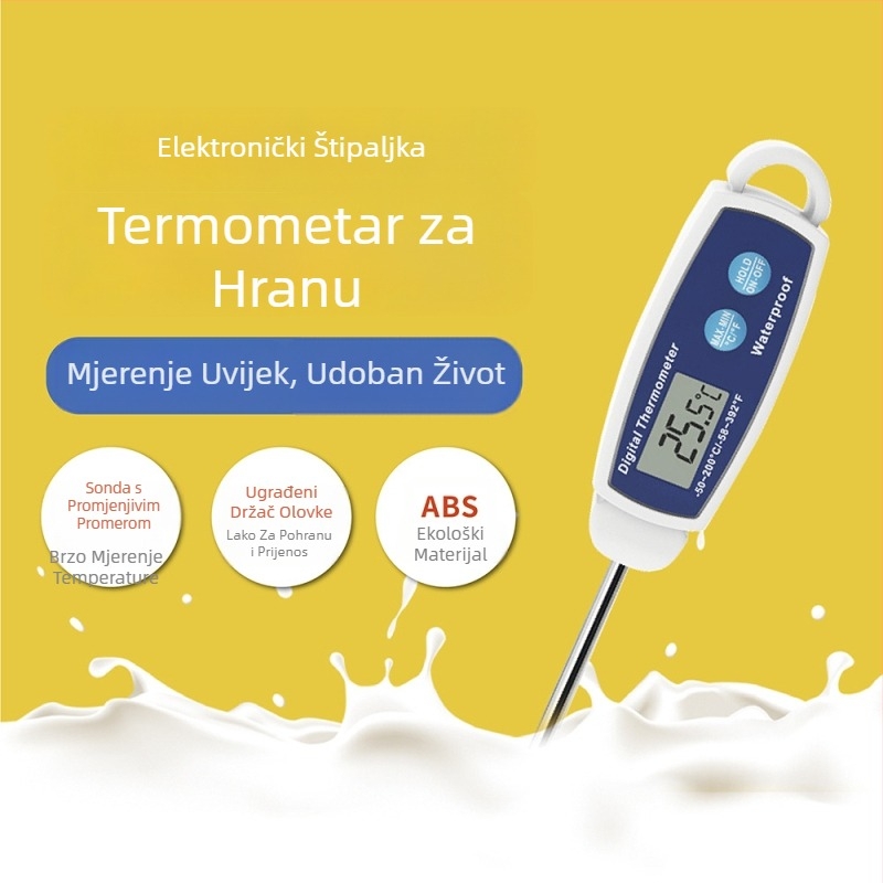 Kt/kitai kućni termometar za hranu, vodootporan, za kuhinju i roštilj, rezolucija 0.1°C