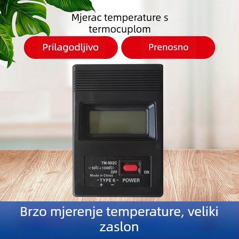 Termometar s termocuplom TM-902C - raspon -50 do 1300 °C, rezolucija 0,1 °C, točnost ±1,0 °C